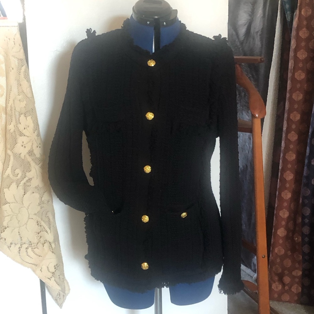 Tahari button up sweater jacket, business classy and thick and warm cotton blend